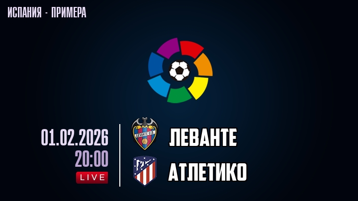 Леванте — Атлетико, смотреть онлайн 1 февраля 2026