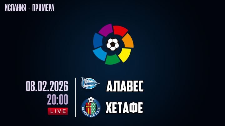 Алавес — Хетафе, смотреть онлайн 8 февраля 2026