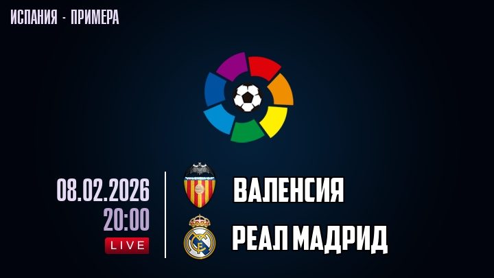 Валенсия — Реал Мадрид, смотреть онлайн 8 февраля 2026