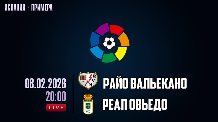 Райо Вальекано — Реал Овьедо, смотреть онлайн 8 февраля 2026