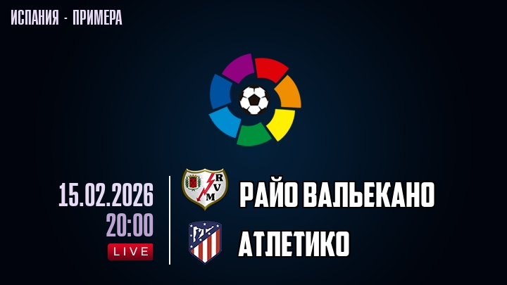 Райо Вальекано — Атлетико, смотреть онлайн 15 февраля 2026