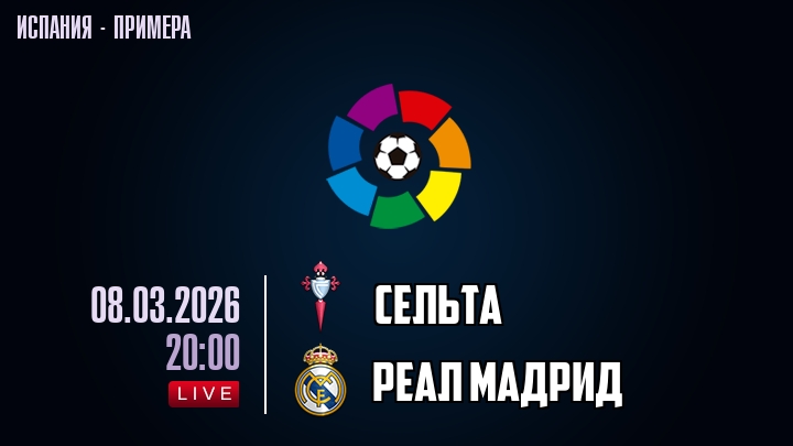 Сельта — Реал Мадрид, смотреть онлайн 8 марта 2026
