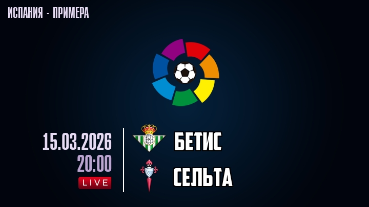 Бетис — Сельта, смотреть онлайн 15 марта 2026