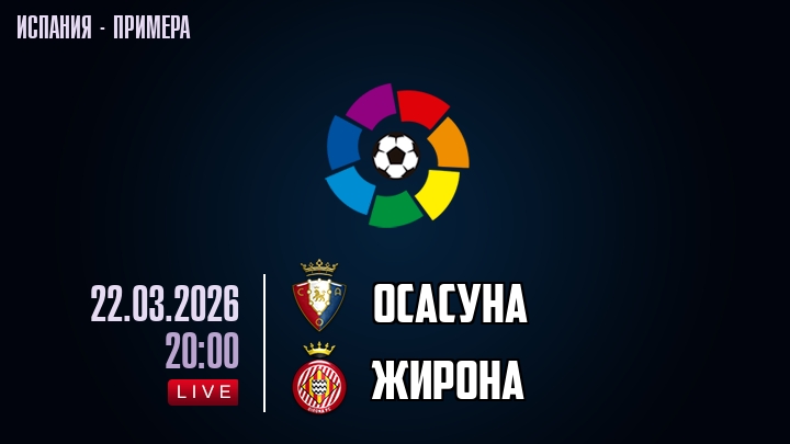 Осасуна — Жирона, смотреть онлайн 22 марта 2026