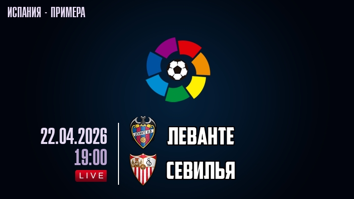 Леванте — Севилья, смотреть онлайн 22 апреля 2026