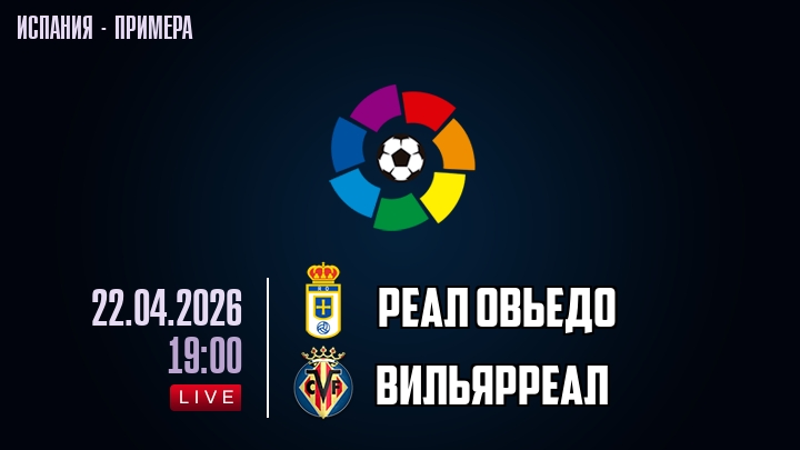 Реал Овьедо — Вильярреал, смотреть онлайн 22 апреля 2026