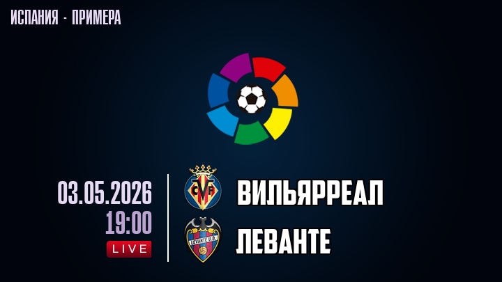 Вильярреал — Леванте, смотреть онлайн 3 мая 2026