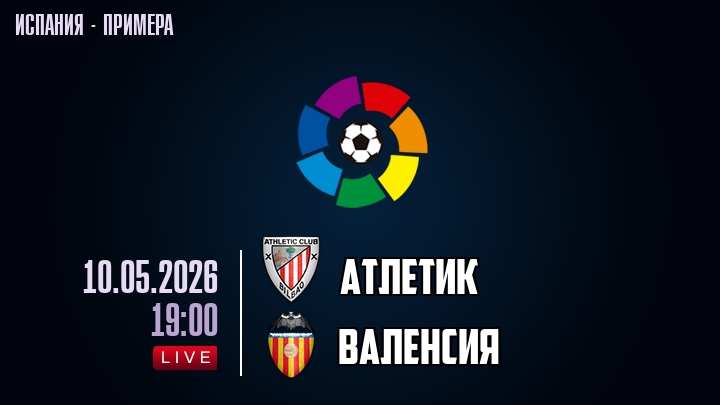 Атлетик — Валенсия, смотреть онлайн 10 мая 2026