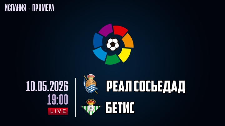 Реал Сосьедад — Бетис, смотреть онлайн 10 мая 2026