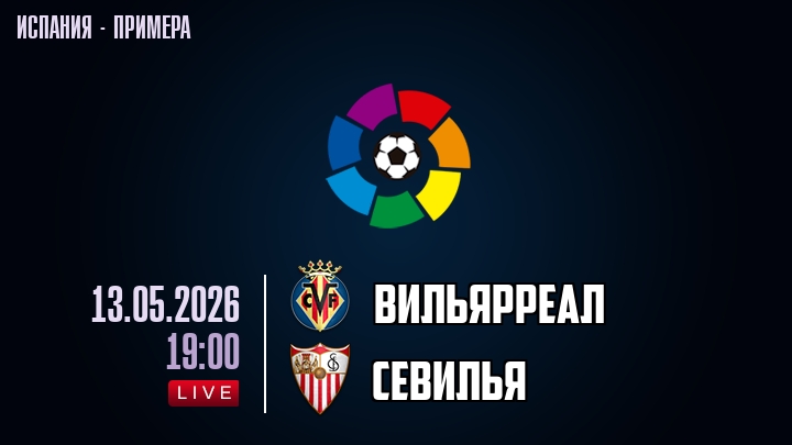 Вильярреал — Севилья, смотреть онлайн 13 мая 2026