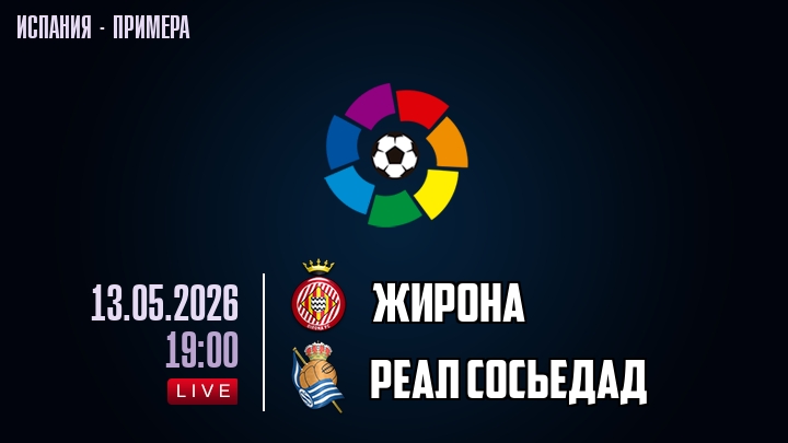 Жирона — Реал Сосьедад, смотреть онлайн 13 мая 2026