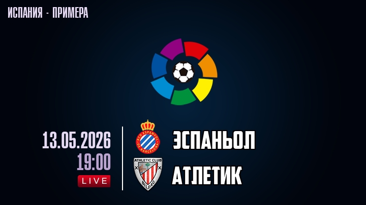 Эспаньол — Атлетик, смотреть онлайн 13 мая 2026