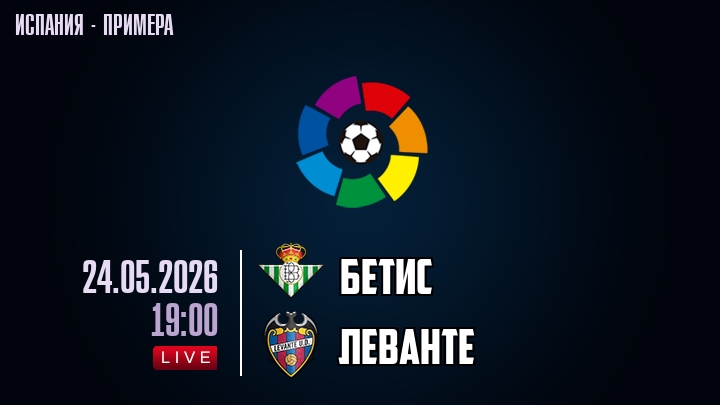 Бетис — Леванте, смотреть онлайн 24 мая 2026