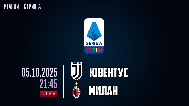 Ювентус — Милан, смотреть онлайн 5 октября 2025