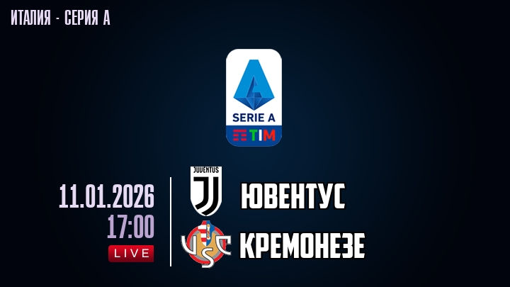 Ювентус — Кремонезе, смотреть онлайн 11 января 2026