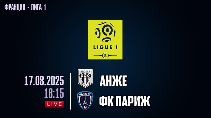 Анже — ФК Париж, смотреть онлайн 17 августа 2025