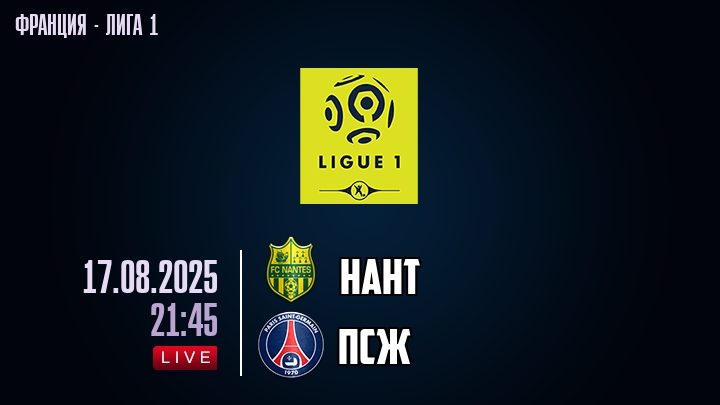 Нант — ПСЖ, смотреть онлайн 17 августа 2025