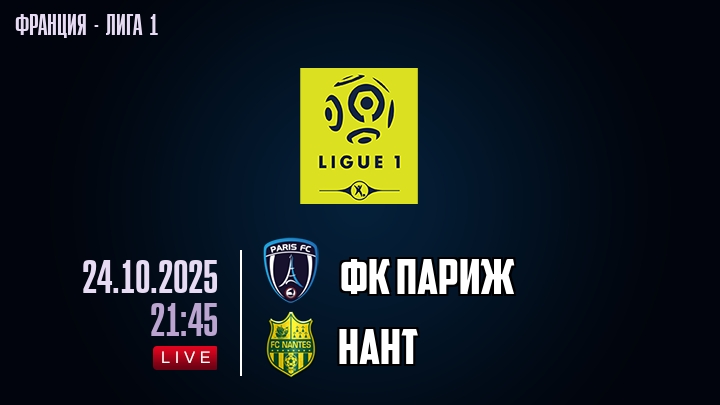 ФК Париж — Нант, смотреть онлайн 24 октября 2025