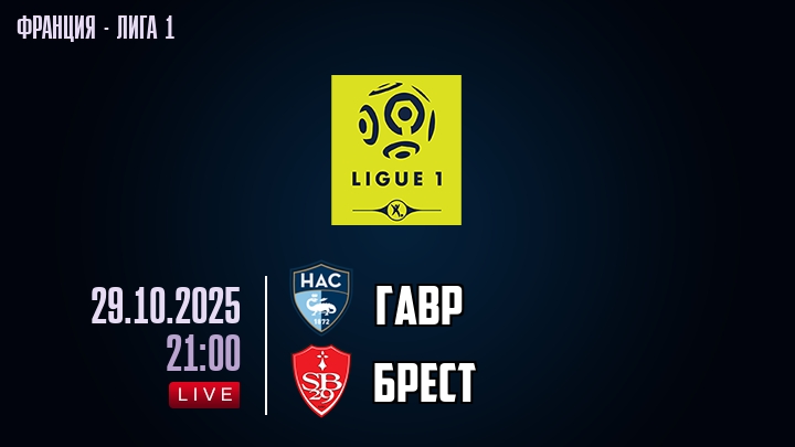 Гавр — Брест, смотреть онлайн 29 октября 2025