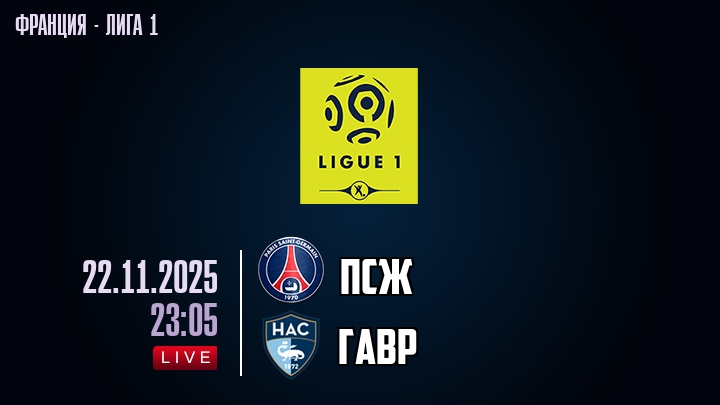 ПСЖ — Гавр, смотреть онлайн 22 ноября 2025