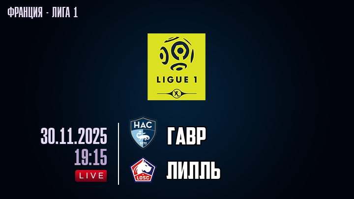 Гавр — Лилль, смотреть онлайн 30 ноября 2025