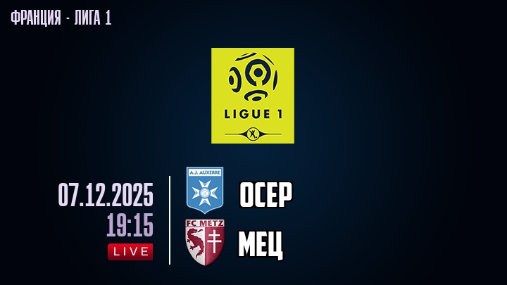Осер — Мец, смотреть онлайн 7 декабря 2025