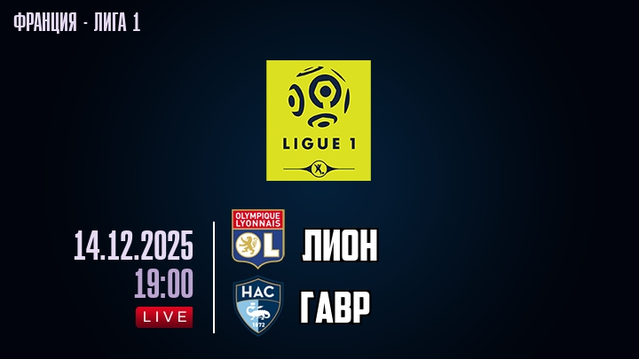 Лион — Гавр, смотреть онлайн 14 декабря 2025