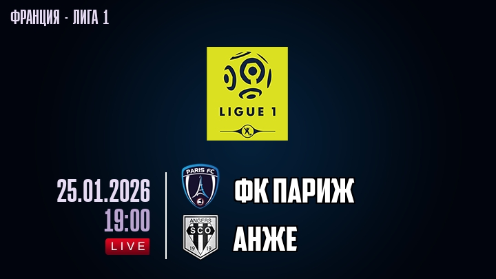 ФК Париж — Анже, смотреть онлайн 25 января 2026