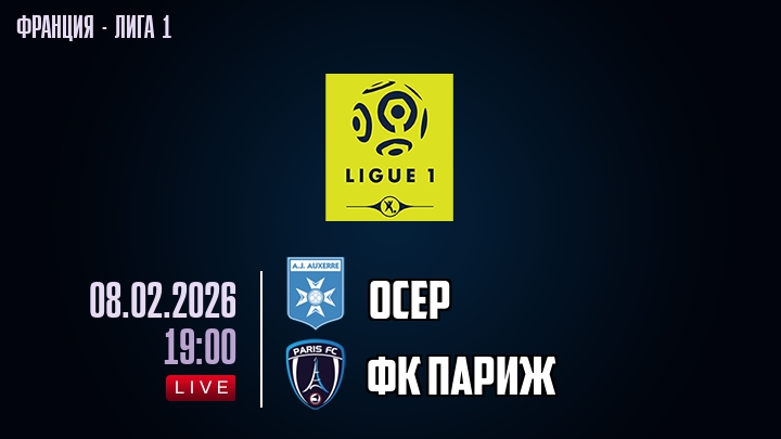 Осер — ФК Париж, смотреть онлайн 8 февраля 2026