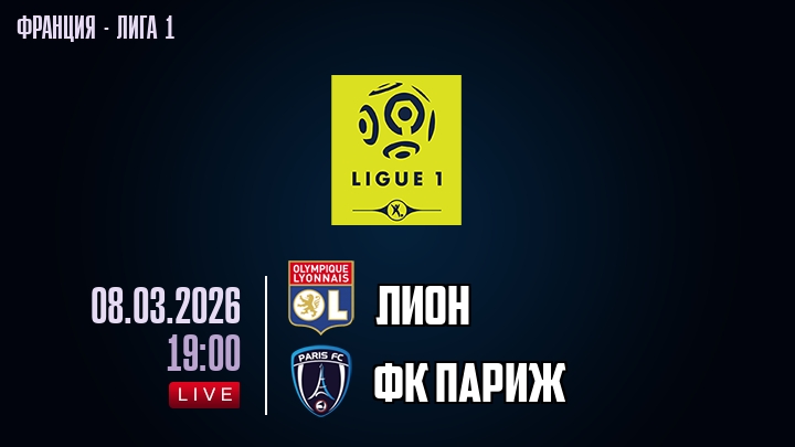 Лион — ФК Париж, смотреть онлайн 8 марта 2026