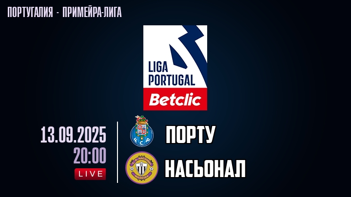 Порту — Насьонал, смотреть онлайн 13 сентября 2025