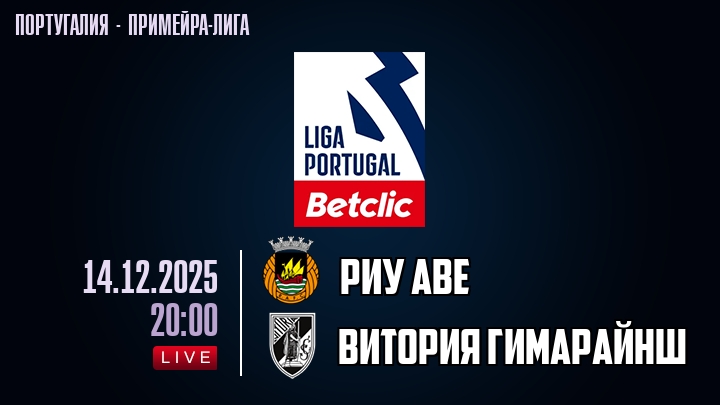 Риу Аве — Витория Гимарайнш, смотреть онлайн 14 декабря 2025
