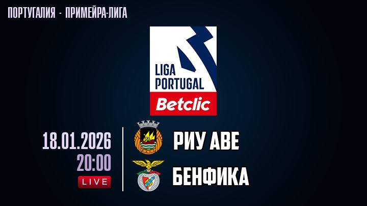 Риу Аве — Бенфика, смотреть онлайн 18 января 2026
