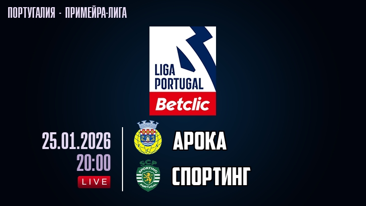 Арока — Спортинг, смотреть онлайн 25 января 2026