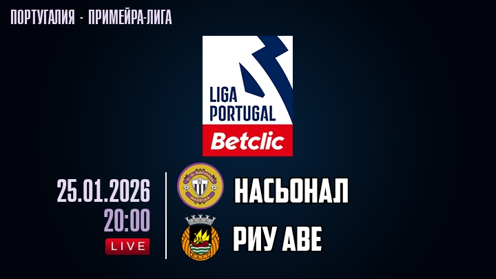 Насьонал — Риу Аве, смотреть онлайн 25 января 2026