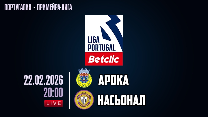 Арока — Насьонал, смотреть онлайн 22 февраля 2026