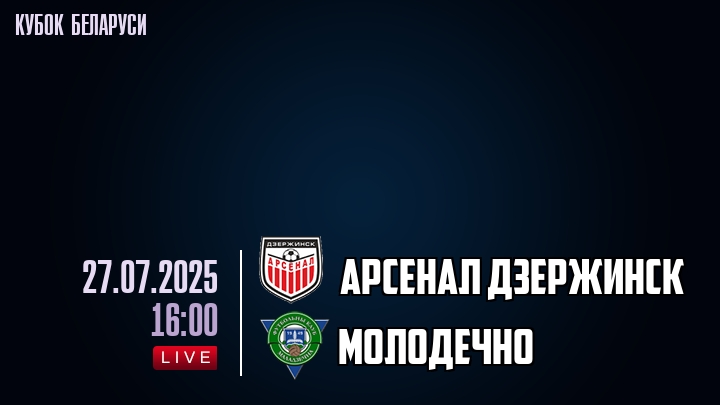 Арсенал Дзержинск — Молодечно, смотреть онлайн 27 июля 2025