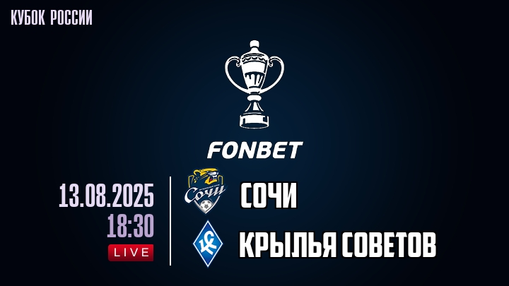 Сочи — Крылья Советов, смотреть онлайн 13 августа 2025