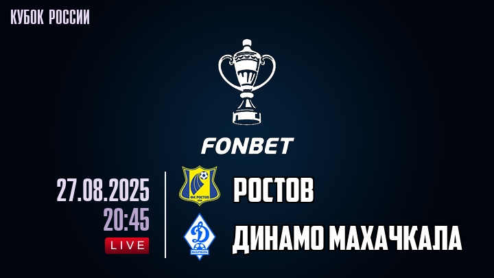 Ростов — Динамо Махачкала, смотреть онлайн 27 августа 2025
