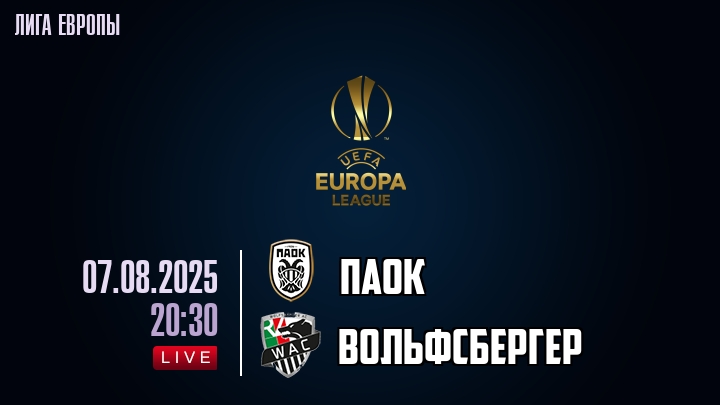ПАОК — Вольфсбергер, смотреть онлайн 7 августа 2025