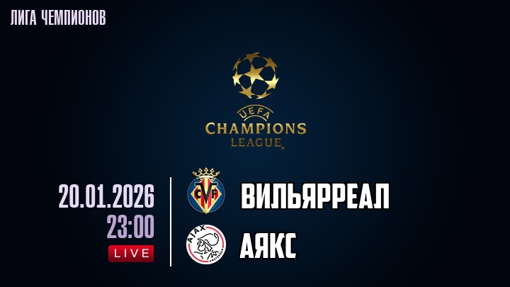 Вильярреал — Аякс, смотреть онлайн 20 января 2026