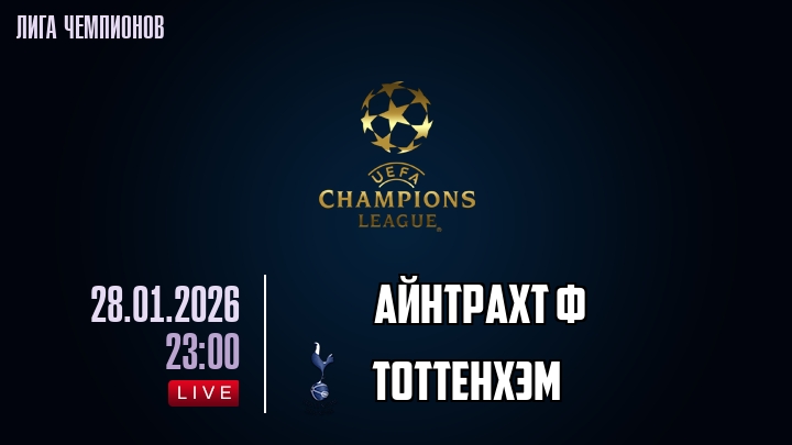 Айнтрахт Ф — Тоттенхэм, смотреть онлайн 28 января 2026
