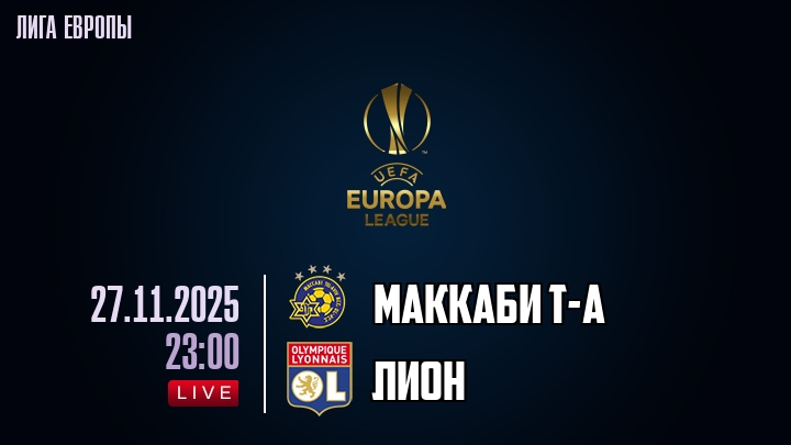 Маккаби Т-А — Лион, смотреть онлайн 27 ноября 2025