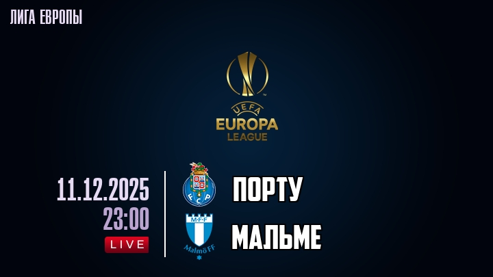 Порту — Мальме, смотреть онлайн 11 декабря 2025