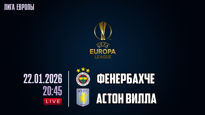 Фенербахче — Астон Вилла, смотреть онлайн 22 января 2026