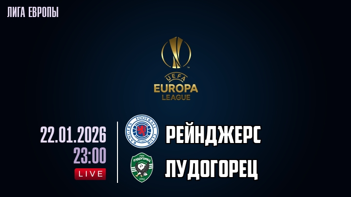 Рейнджерс — Лудогорец, смотреть онлайн 22 января 2026