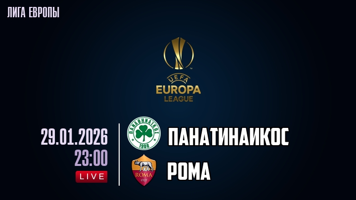Панатинаикос — Рома, смотреть онлайн 29 января 2026