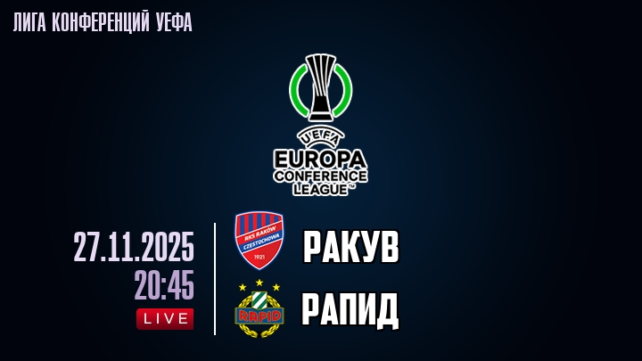 Ракув — Рапид, смотреть онлайн 27 ноября 2025