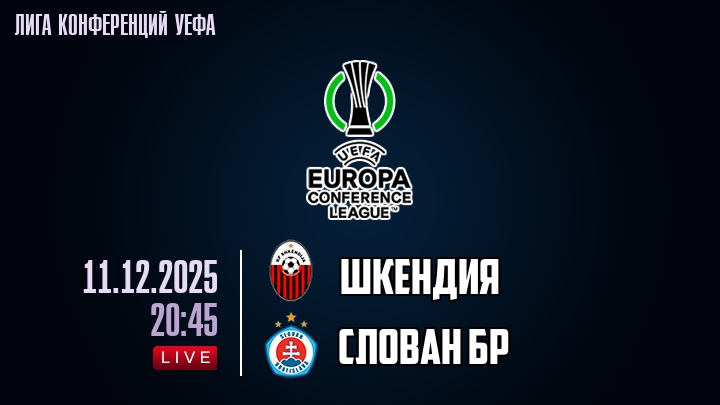 Шкендия — Слован Бр, смотреть онлайн 11 декабря 2025
