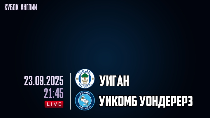 Уиган — Уикомб Уондерерз, смотреть онлайн 23 сентября 2025